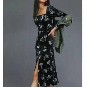 Anthropologie Hutch Floral Velvet Midi Dress